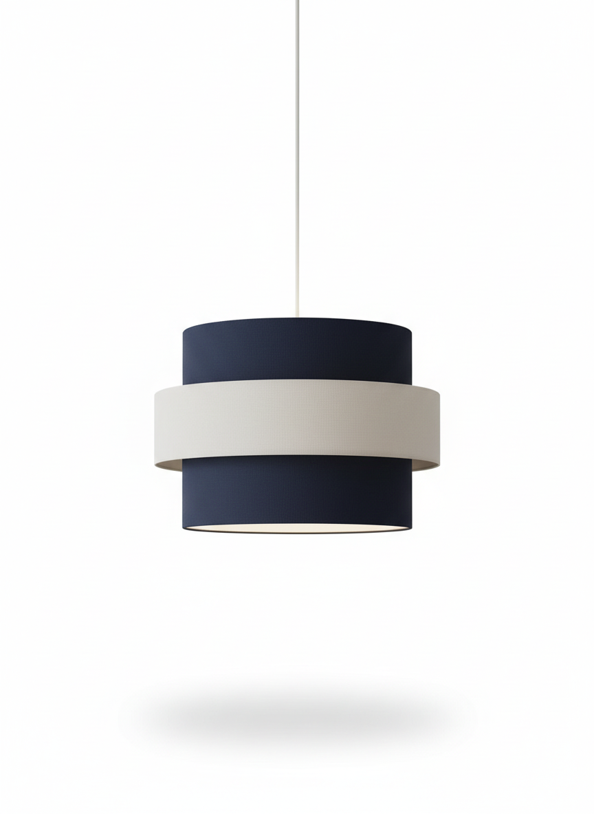 Double Layer Drum Shade 30cm Dia' - Navy and Mist