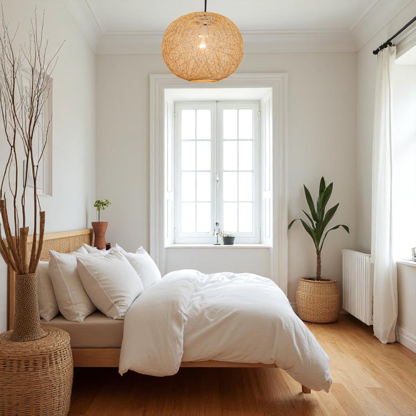 Rattan String Ball Pendant Lampshade - (Natural) Available in 10inch and 12inch