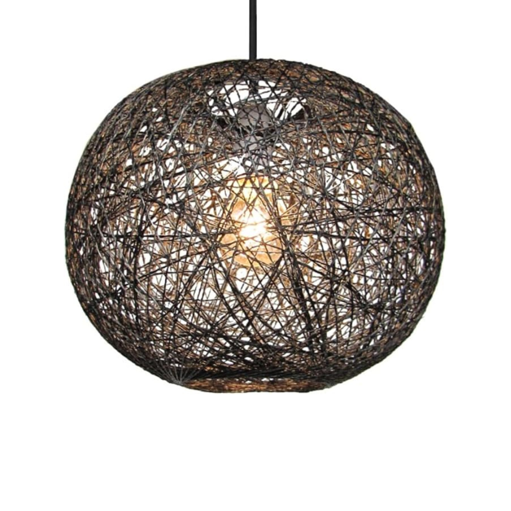 Rattan String Ball Pendant Lampshade - (Black) Available in 10inch and 12inch