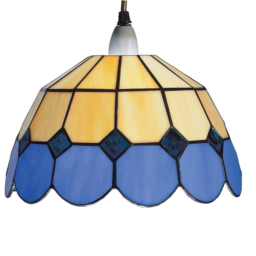 Easy-Fit Bistro Tiffany Stained Glass Shade - Blue/Beige
