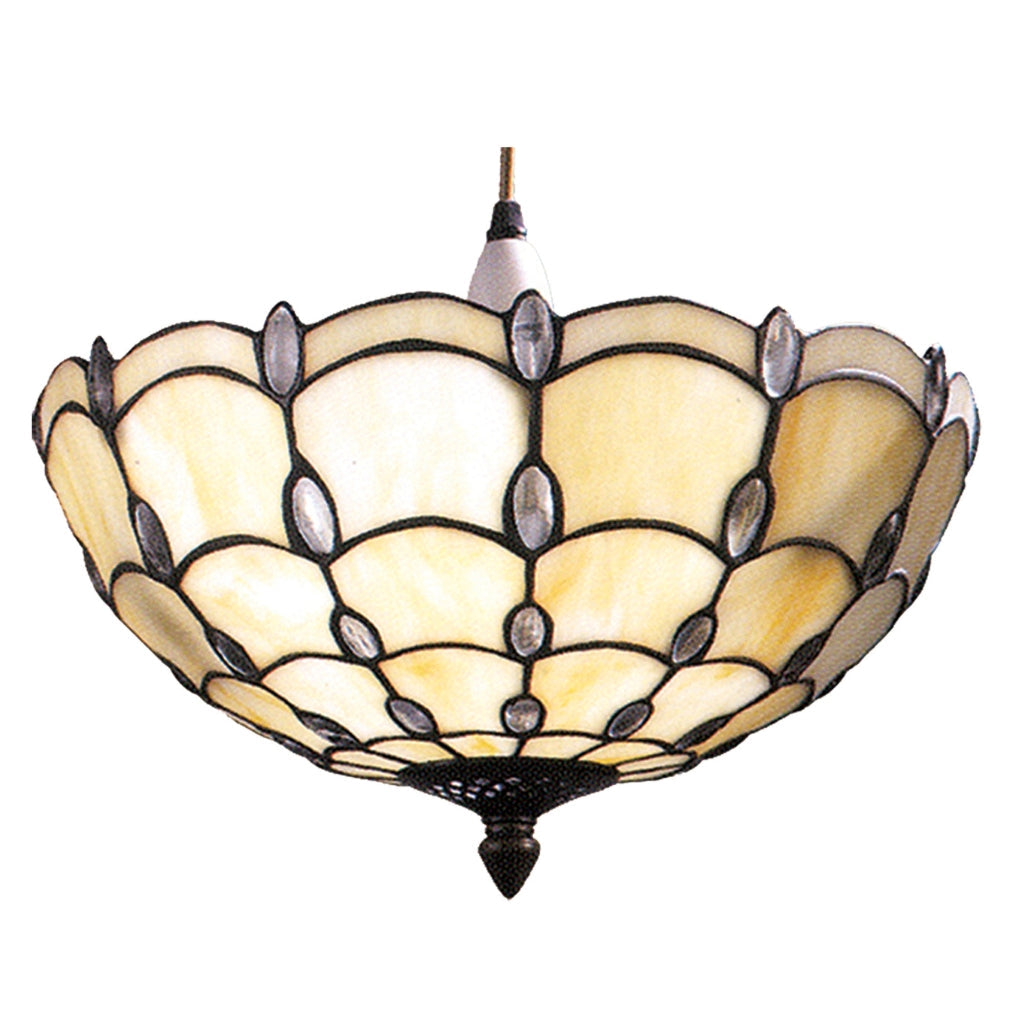 Stained Glass Clear Jewelled Uplighter 14 inch Diameter