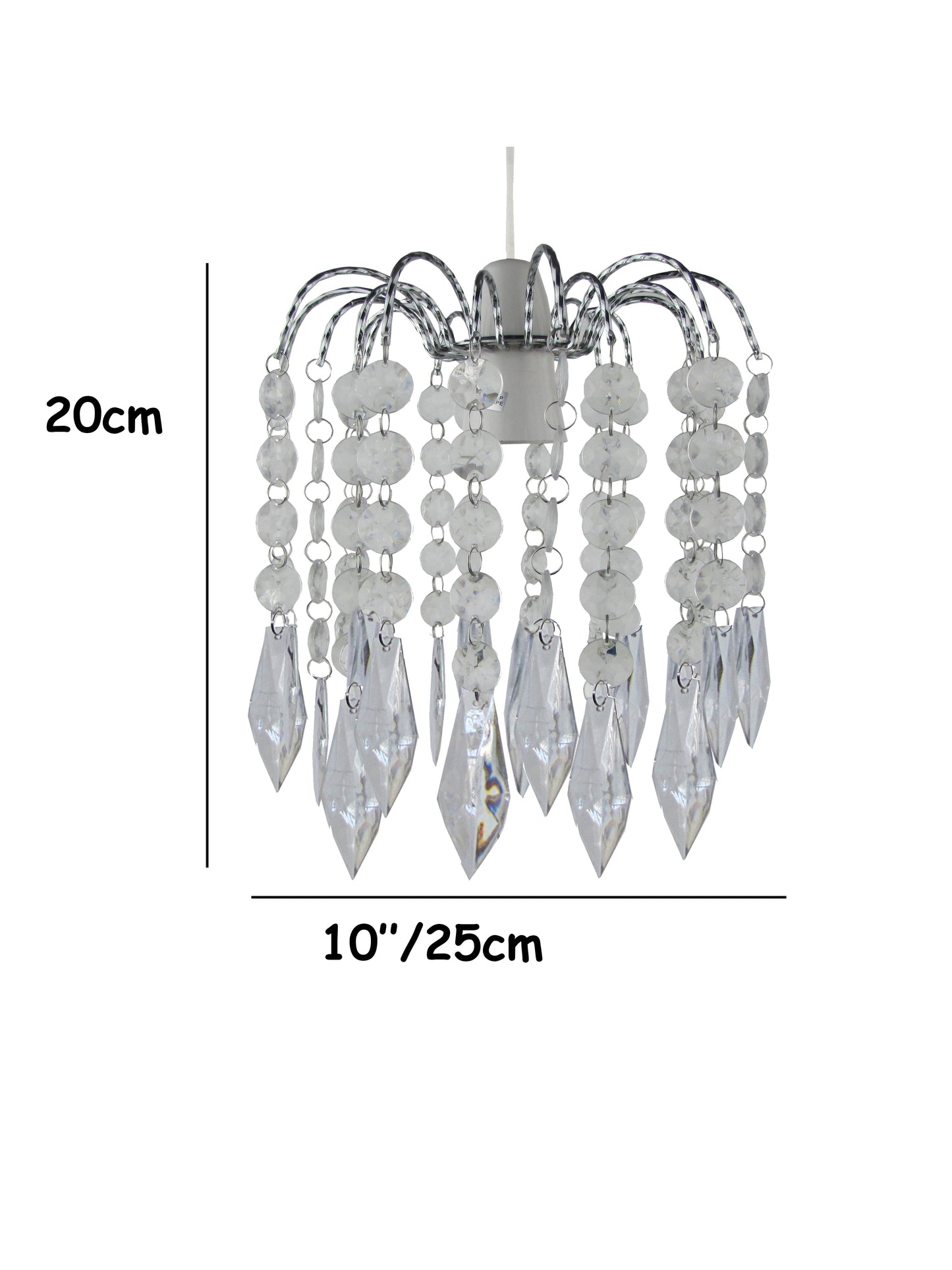 Easy Fit Chrome Crystal Effect Fountain Pendant Lampshade (2 Tier - 20cm Dia')