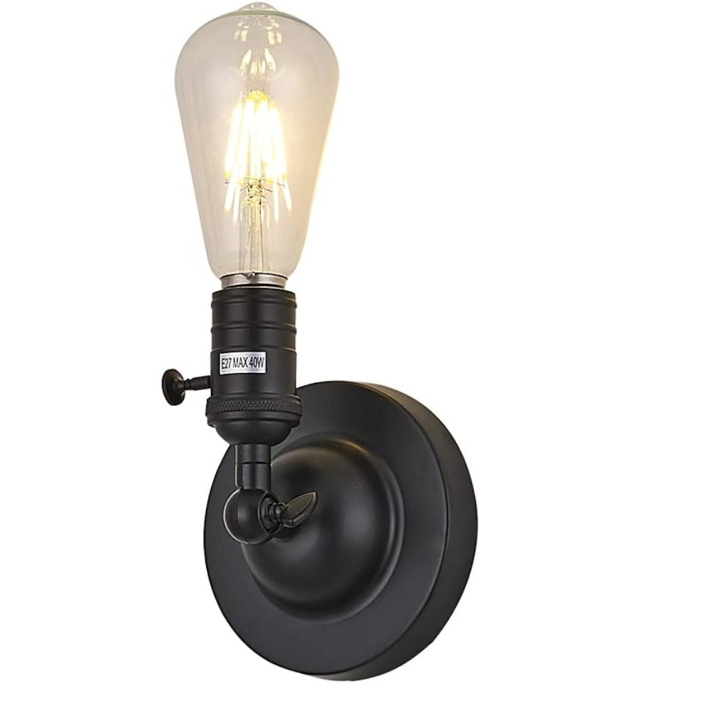Metal Plated Vintage Wall Light Sconce (Matt Black) with on/Off Switch