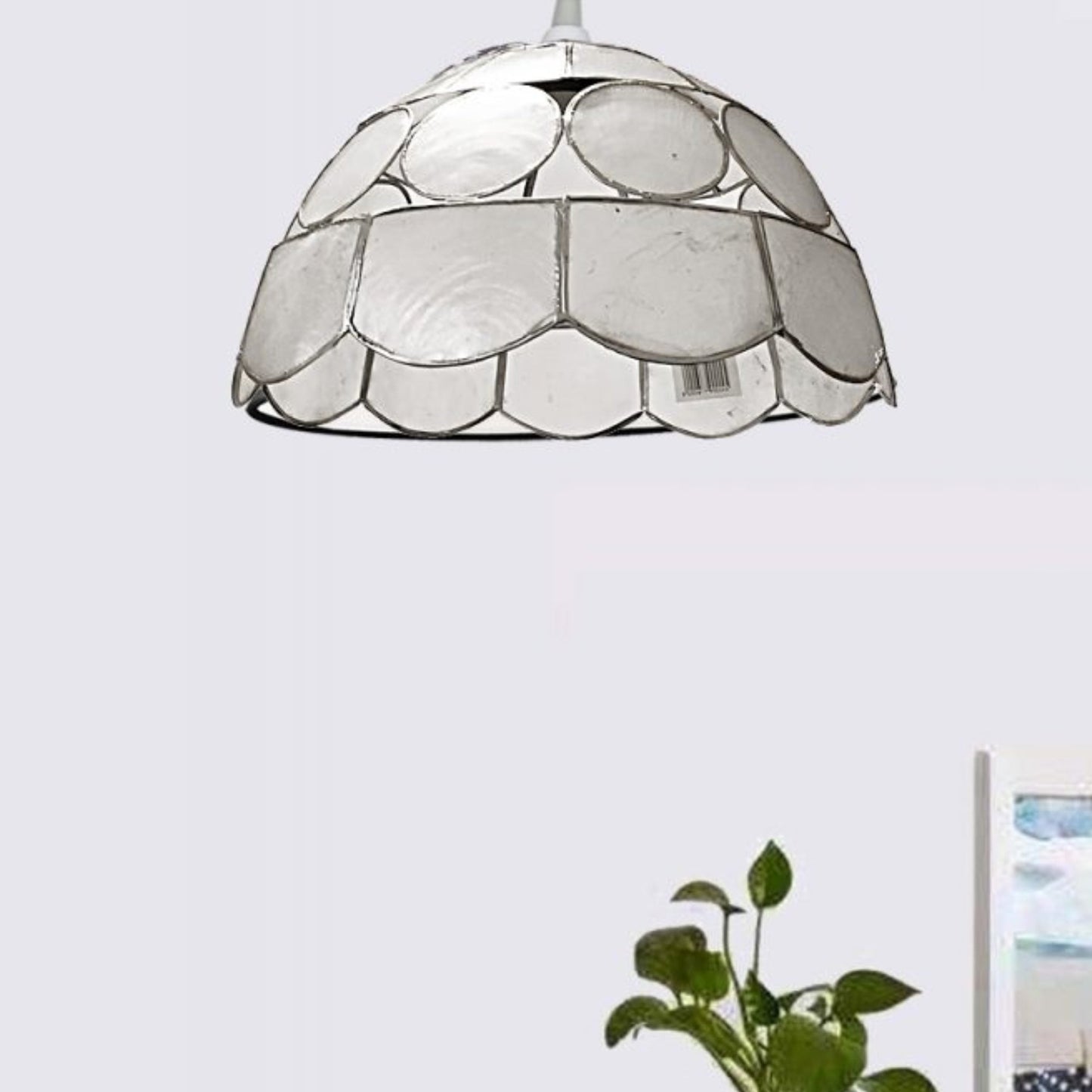 Capiz Shell Ceiling Pendant Shade – 25cm Natural Shell, Silver Frame, Dual Shade Ring