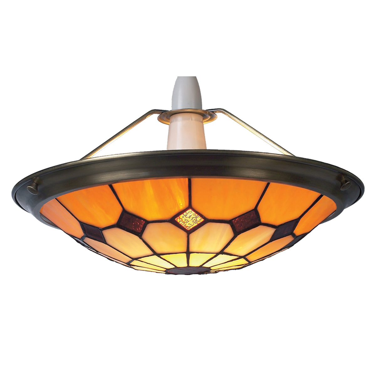 35cm Tiffany Glass Bistro Uplighter Pendant Easyfit - (Brown)