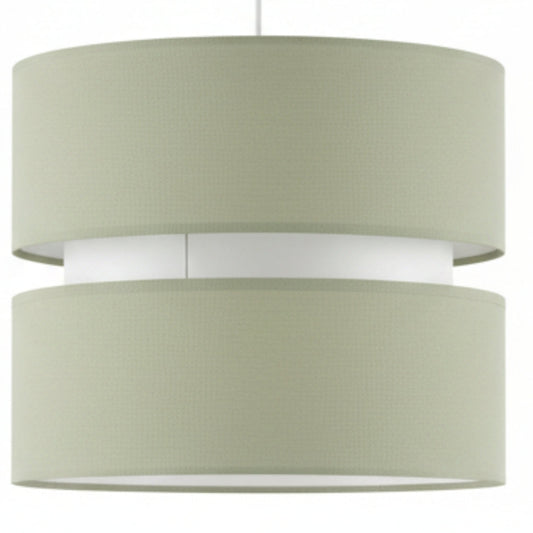 Double Layer Pendant Lampshade, Sage Green and White, 21.5cm Height x 25.5cm Diameter, Dual ES/BC Fitting (Sage)