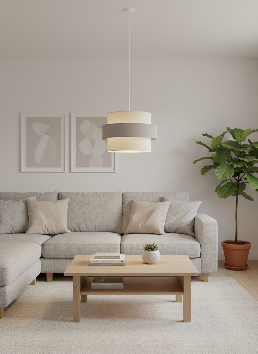 Double Layer Drum Shade 30cm Dia' - Cream and Grey