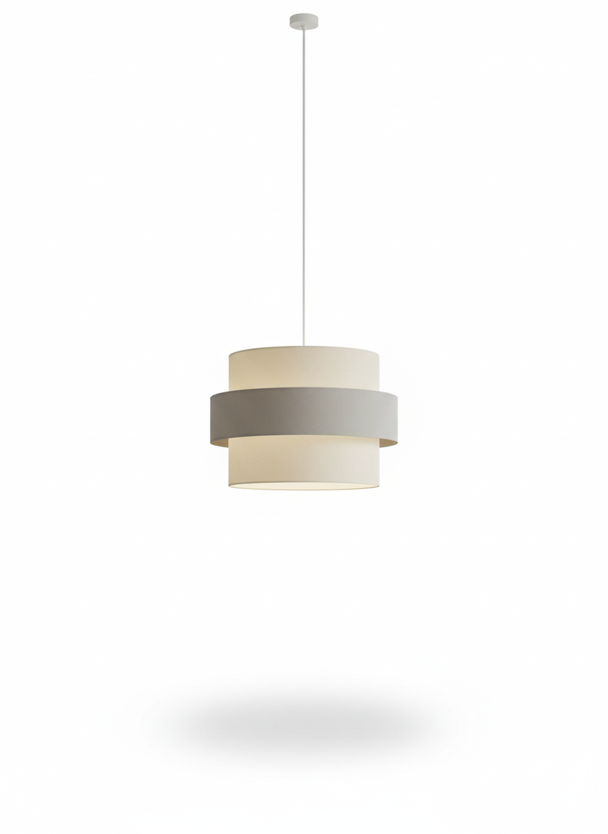 Double Layer Drum Shade 30cm Dia' - Cream and Grey