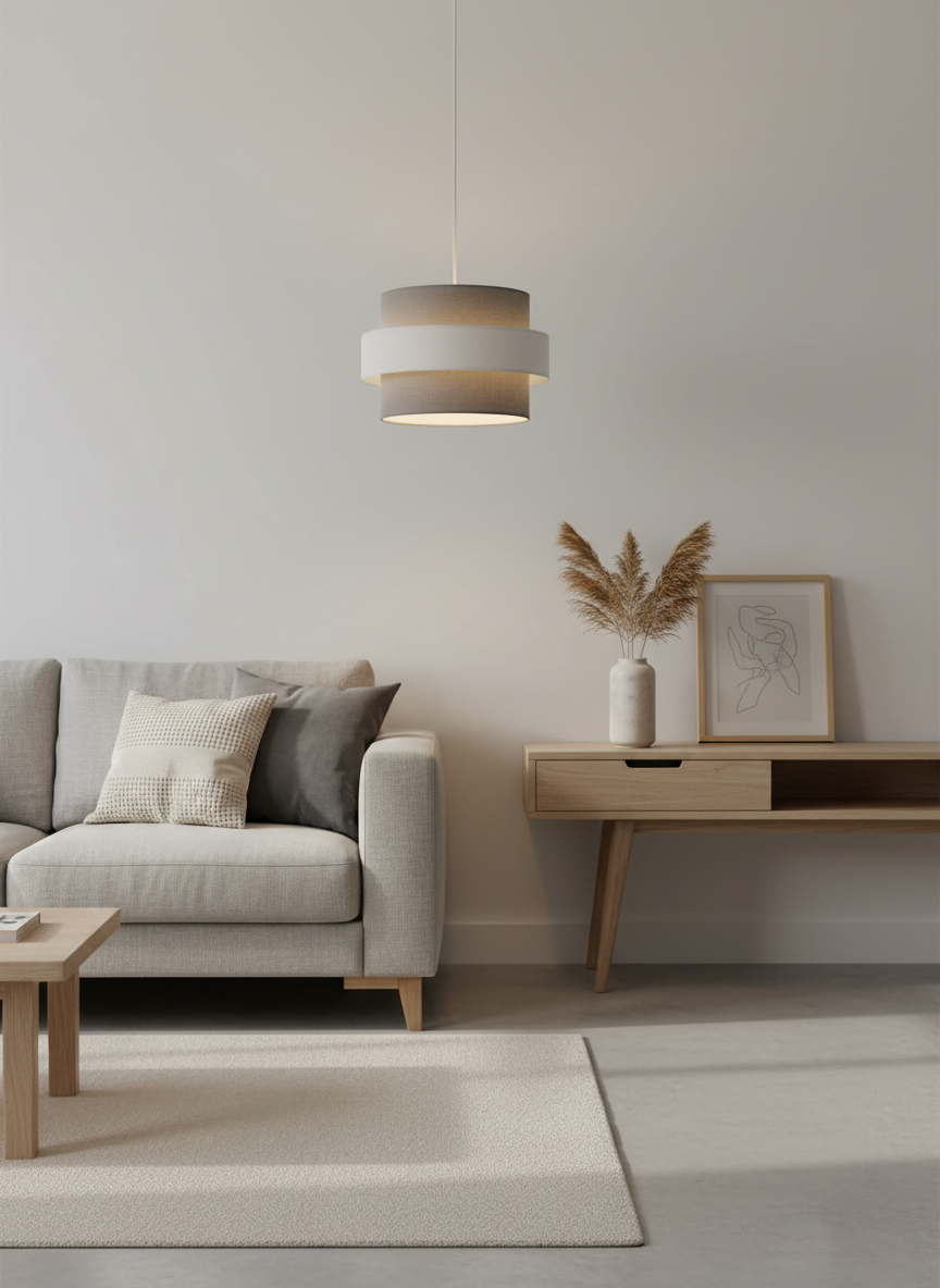 Double Layer Drum Shade 30cm Dia' - Grey and Mist