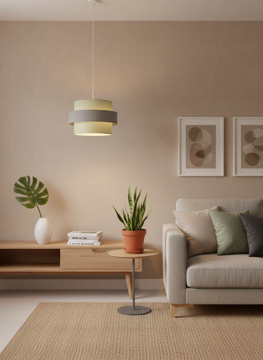 Double Layer Drum Shade 30cm Dia' - Sage and Grey