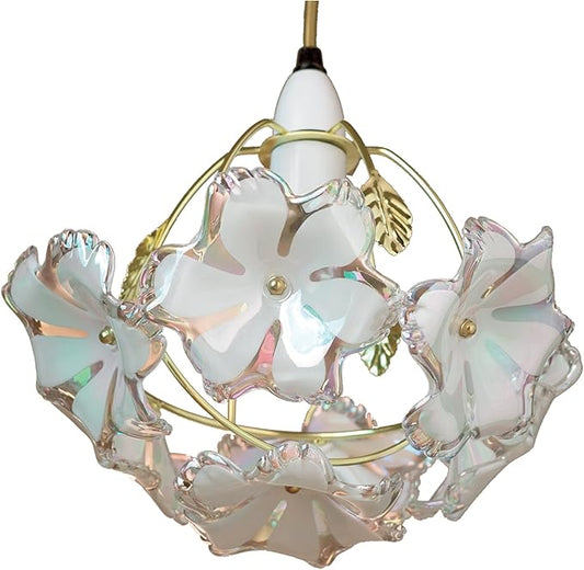 Easy Fit Loxton 20cm White Pearl Flower Ceiling Pendant Shade Chrome Frame
