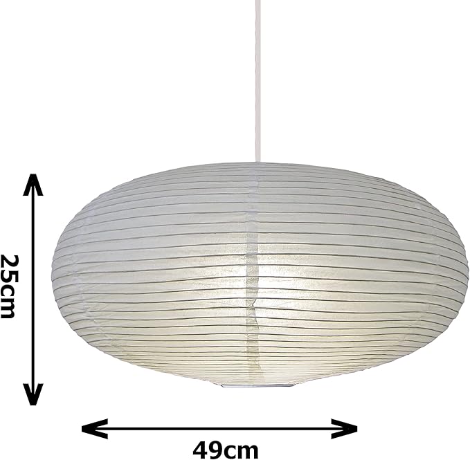 Loxton Lighting White Oval Ribbed Paper Lantern, 50cm Dia'