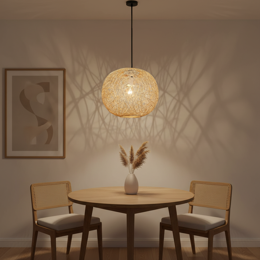 Rattan String Ball Pendant Lampshade - (Natural)  Available in 10inch and 12inch