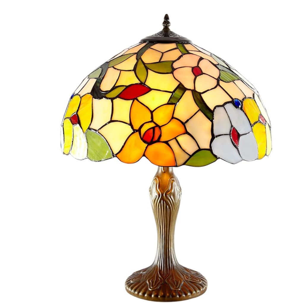Spring Flower 16 Inch Dia' Stained Glass Tiffany Table Lamp for Living Room Bedrooms Hallway Tables