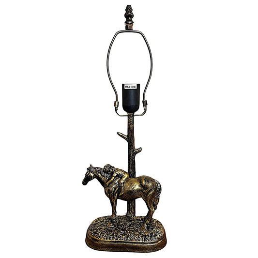 Decorative Horse Table Lamp Base, Bronze Finish, 30.5 cm Tiffany Shade Compatible, Inline Switch