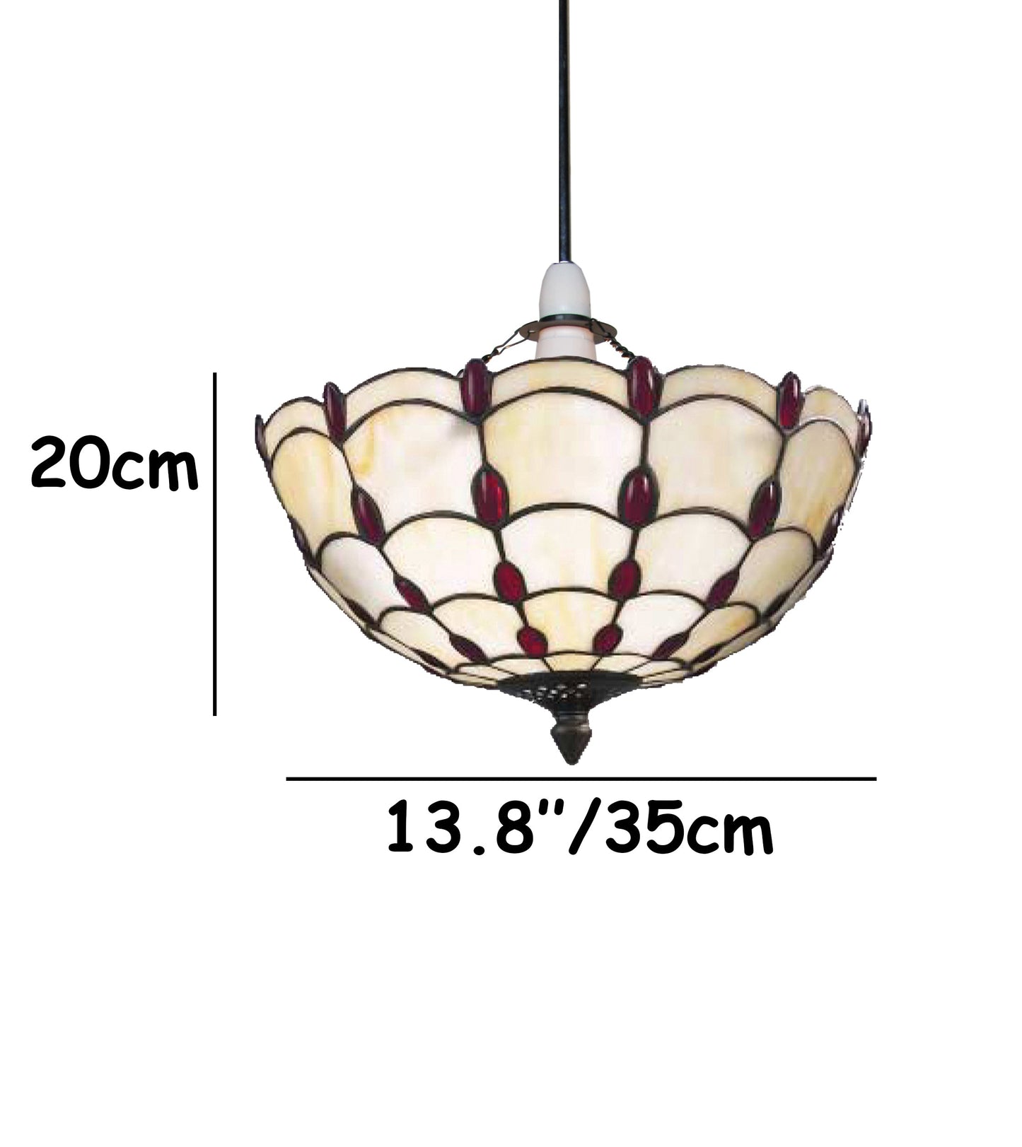 Stained Glass Ruby Jewelled Uplighter 14 inch Diameter