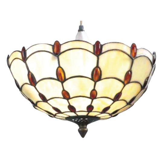 Stained Glass Amber Jewelled Uplighter 14 inch Diameter