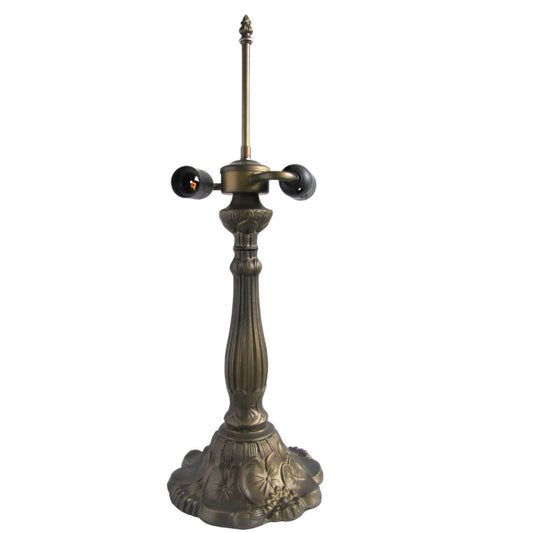 Large Table Lamp Base and Harp with UK Plug, Antique Brass Finish, Height 55cm, 40cm Dia Tiffany Shade Compatible, (L305L for 16' Shade)