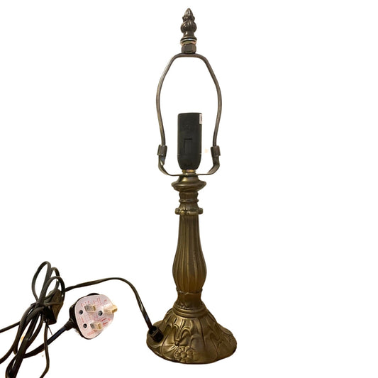 Table Lamp Base and Harp with UK Plug, Antique Brass Finish, Height 35cm, 20cm Dia Tiffany Shade Compatible, (L305S)