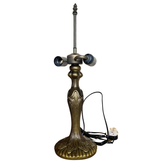 Large Table Lamp Base and Harp with UK Plug, Antique Brass Finish, Height 55cm, 40cm Dia Tiffany Shade Compatible, (L311L for 16' Shade)