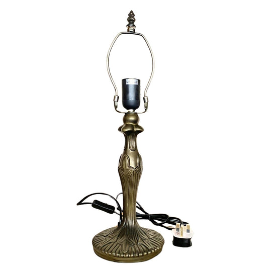 Table Lamp Base and Harp with UK Plug, Antique Brass Finish, Height 49cm, 30cm Dia Tiffany Shade Compatible, (L311M) [Energy Class A]