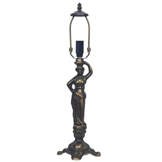 Diana Antique Brass Table lamp Base and Harp with UK Plug, Antique Brass Finish, Height 53cm, 30cm Dia Tiffany Shade Compatible