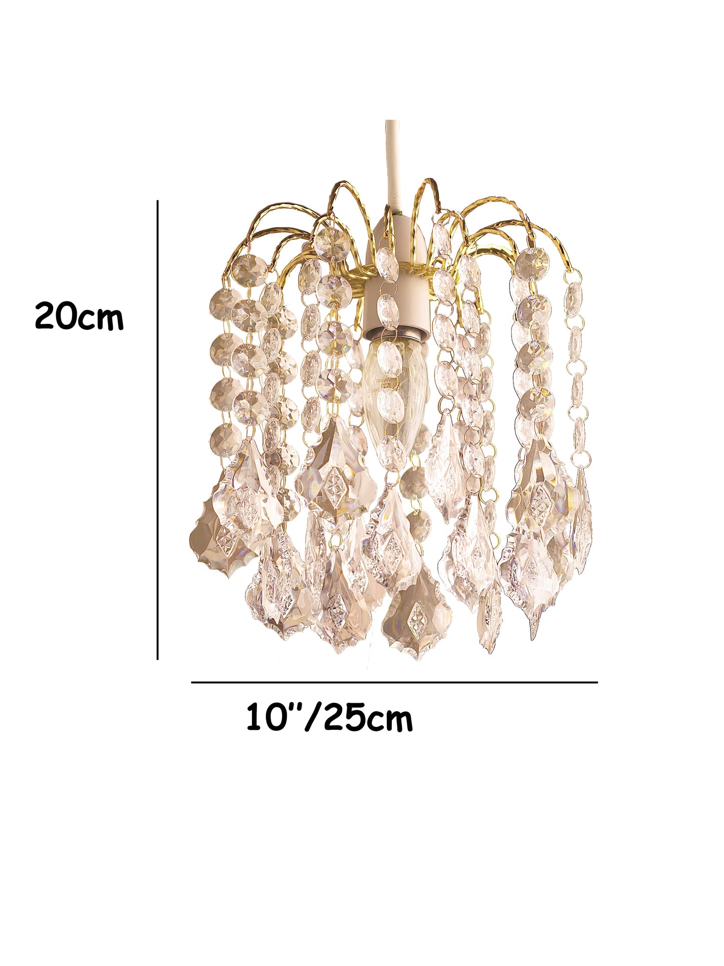 Easy Fit Gold Crystal Effect Fountain Pendant Lampshade for Ceiling Light - 23cm Diameter