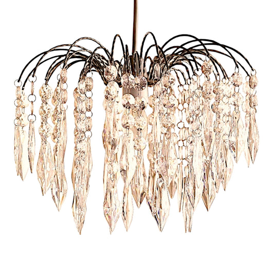 Easy Fit Chrome Crystal Effect Fountain Pendant Lampshade (4 Tier - 35cm Dia')