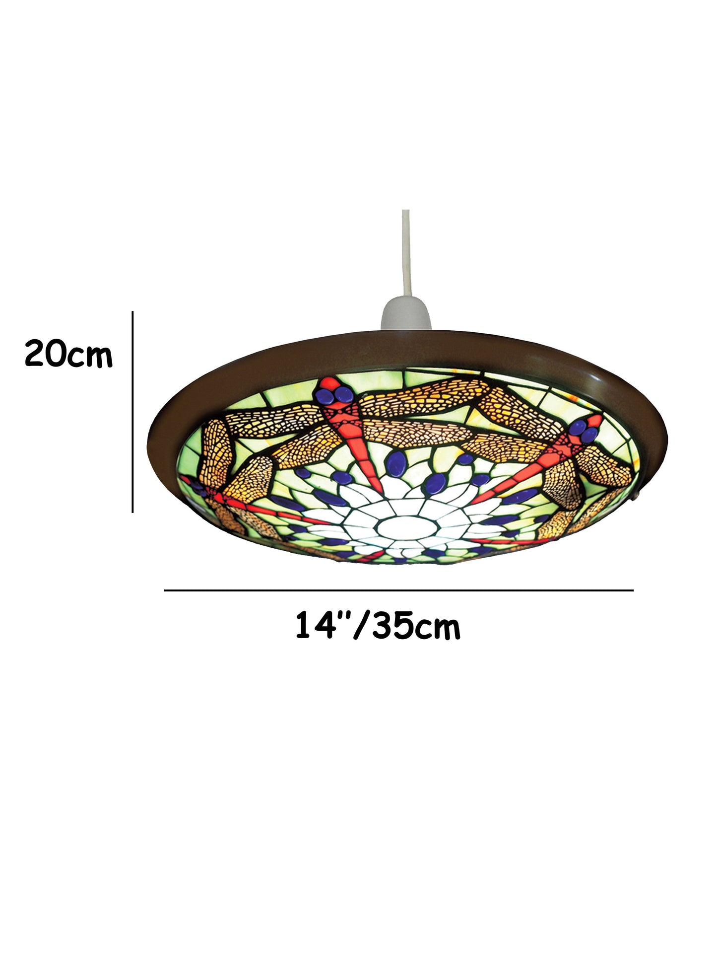35cm Blue Green Tiffany Glass Dragonfly Uplighter EasyFit Lampshade