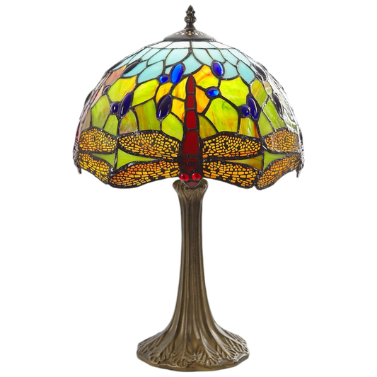 Classic Blue Green Dragonfly Tiffany Stained Glass Table Lamp - 12 inch Diameter - Great for Living Rooms, Hallways, and Bedrooms