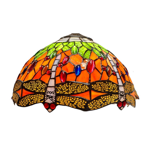 Orange and Green Dragonfly Tiffany Shade 12inch Diameter (shade only)