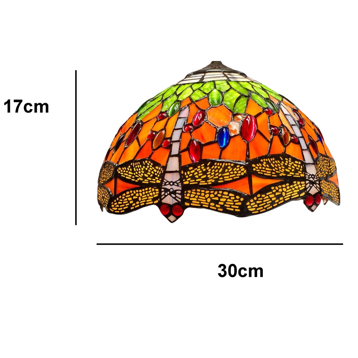 Orange and Green Dragonfly Tiffany Shade 12inch Diameter (shade only)
