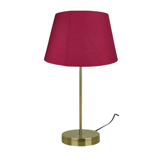 Antique Brass Finished Table Lamp with Chunky Base and Cream Cotton Drum Shade - for Bedrooms Living Rooms Side Tables