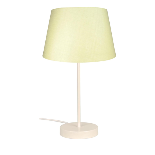 Modern Cream Metal Table Lamp with Cotton Drum Shade