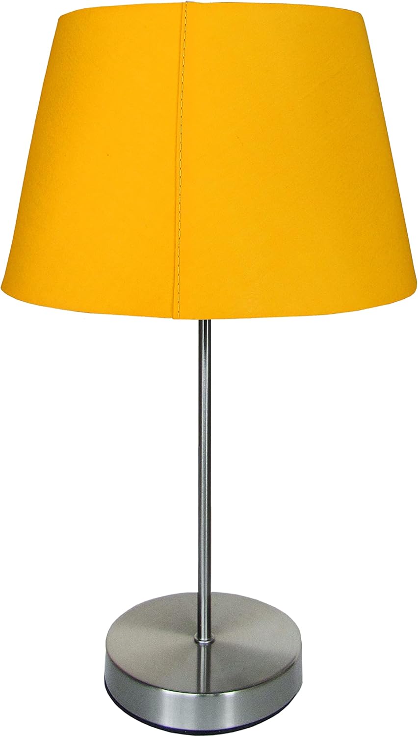 Modern Brushed Chrome Table Lamp with Cream Cotton Drum Shade