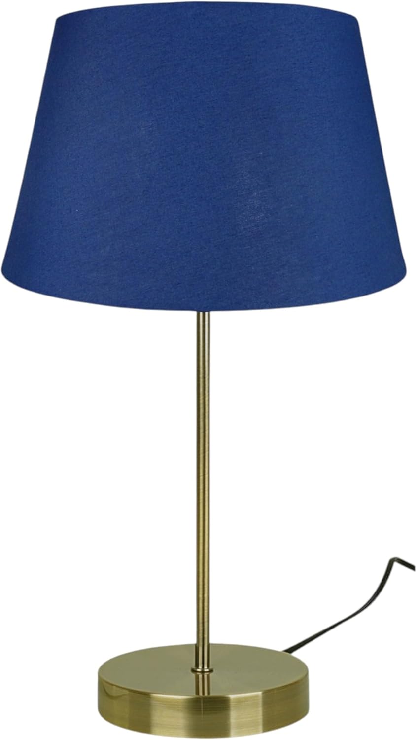 Antique Brass Finished Table Lamp with Chunky Base and Cream Cotton Drum Shade - for Bedrooms Living Rooms Side Tables