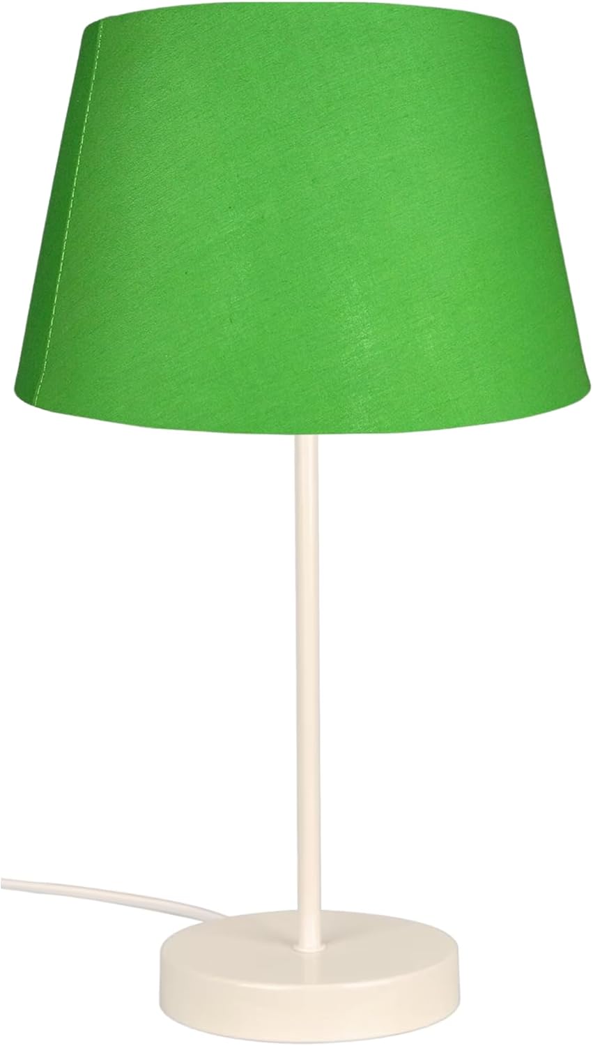 Modern Cream Metal Table Lamp with Cotton Drum Shade