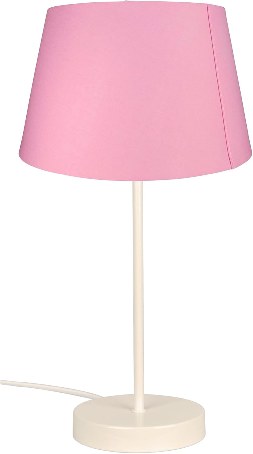 Modern Cream Metal Table Lamp with Cotton Drum Shade