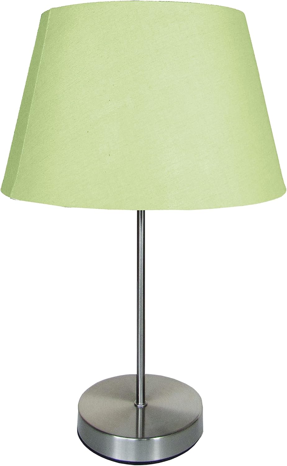 Modern Brushed Chrome Table Lamp with Cream Cotton Drum Shade
