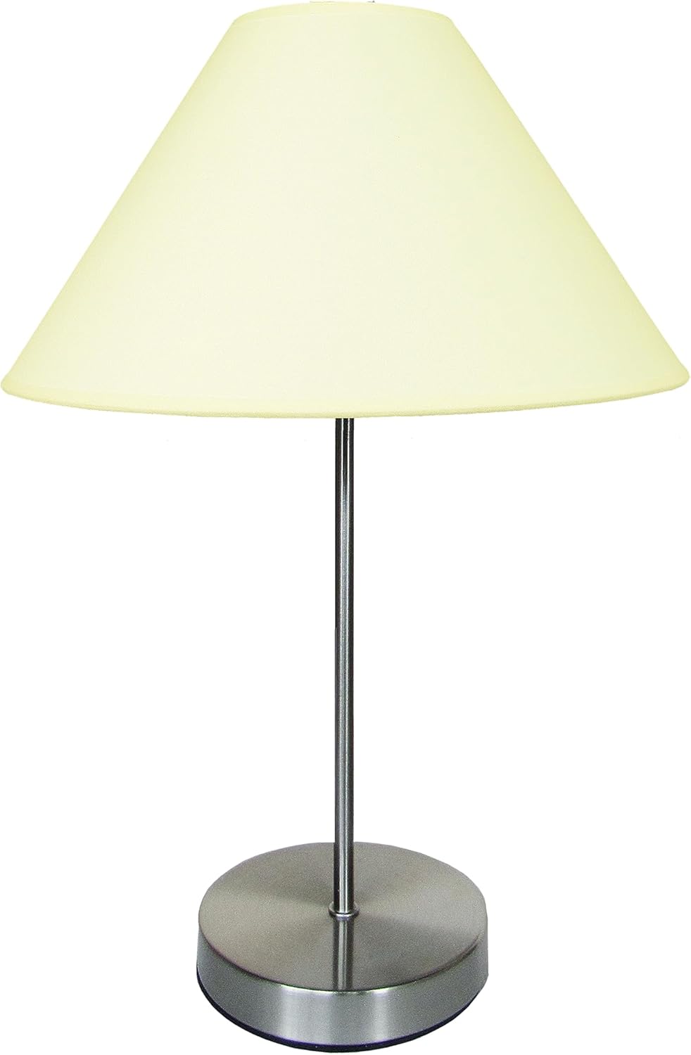 Modern Brushed Chrome Table Lamp with Cotton Coolie Shade