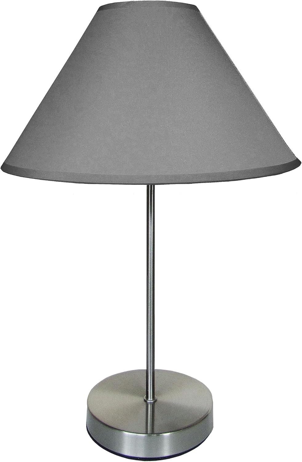 Modern Brushed Chrome Table Lamp with Cotton Coolie Shade