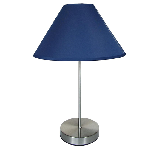 Modern Brushed Chrome Table Lamp with Cotton Coolie Shade
