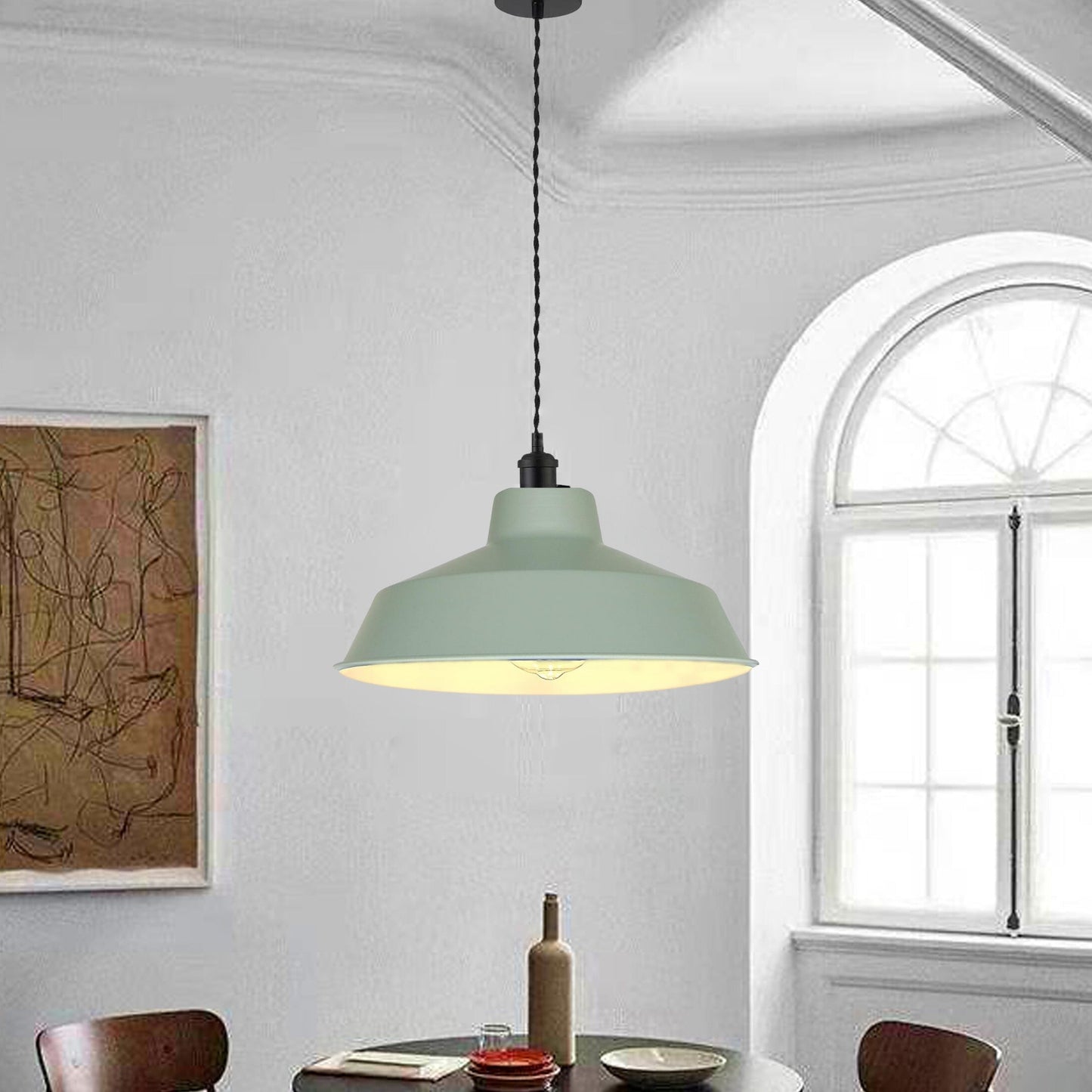 Classic Metal Pluto Lampshade Pendant Shade 35cm (14inch) (Sage Green)