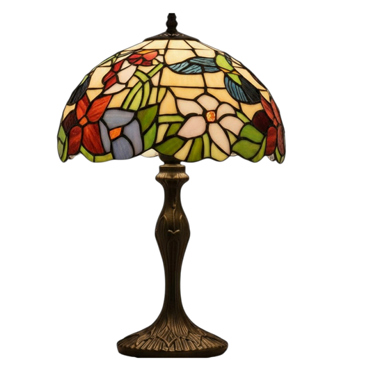 Classic Tiffany Stained Glass Table Lamp - 12 inch Diameter -  (Humming-Bird)