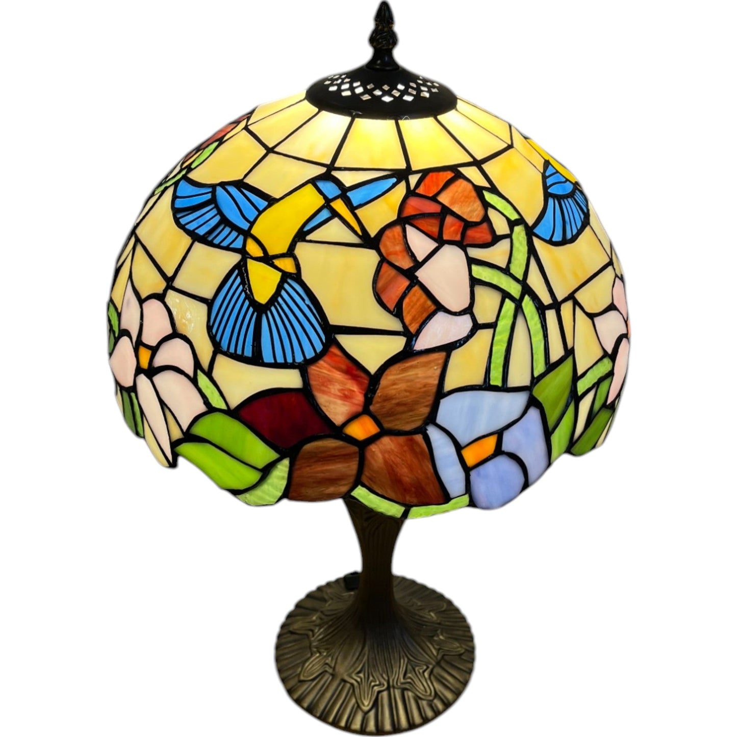 Classic Tiffany Stained Glass Table Lamp - 12 inch Diameter -  (Humming-Bird)