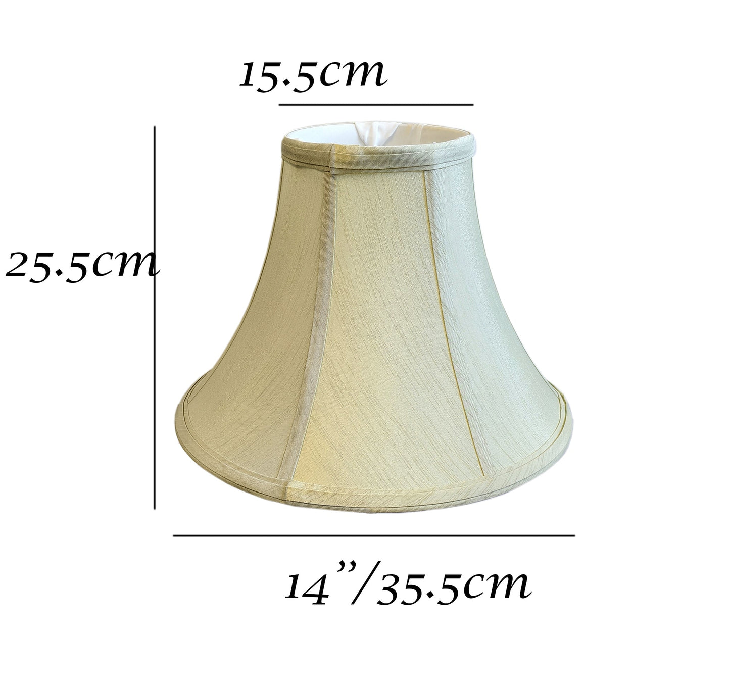 Bell-Shaped Faux Silk Lamp Shade, Cream White, Table Lamp Fitting - Available in 10inch, 12inch and 14inch