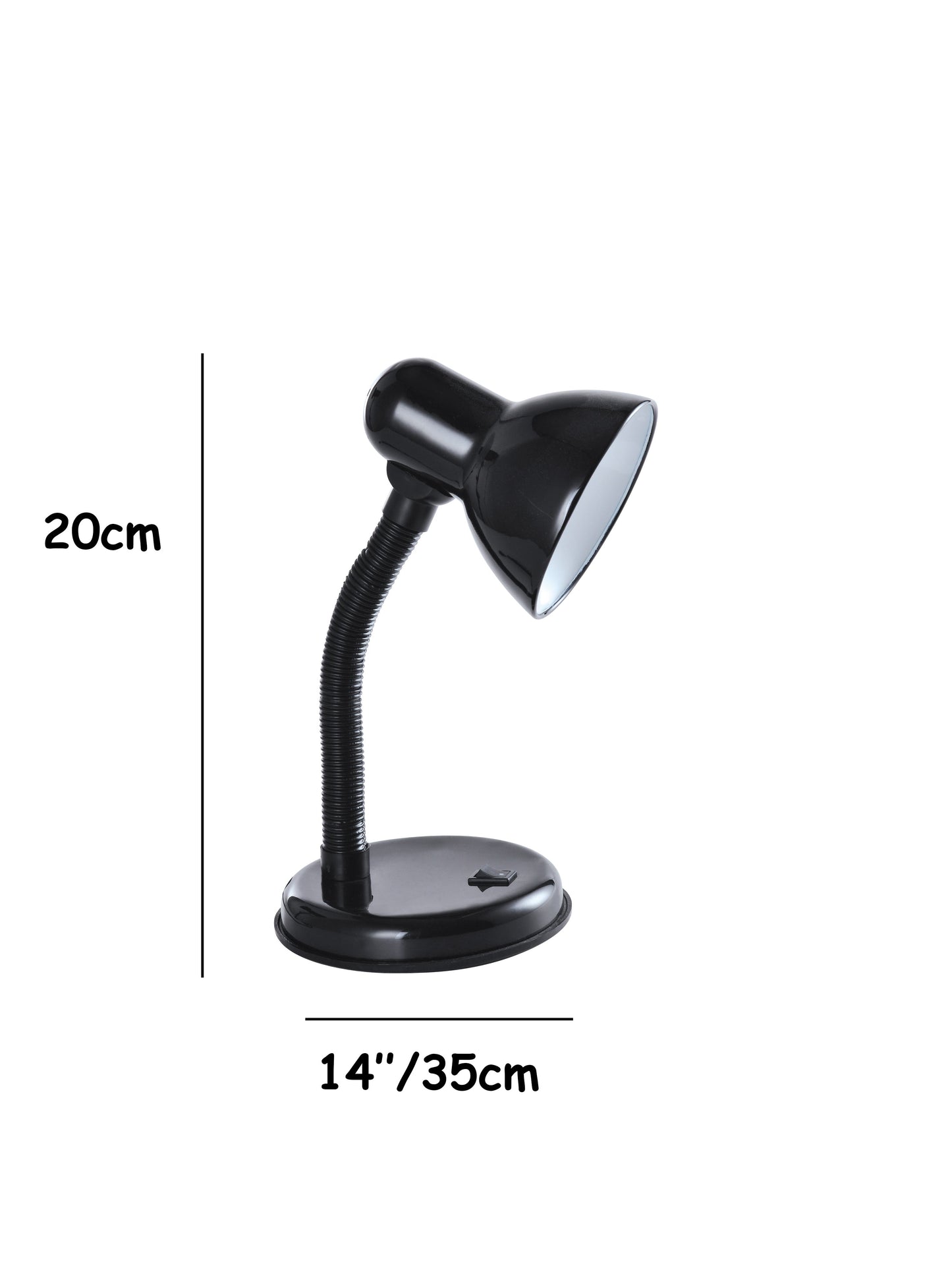 Classic Desk Lamp with a Versatile Flexible Neck, and Integral On/Off Switch, Mains UK Plug, Height 31cm, Ideal for Offices, Desks, and Bedside Lamps – [Energy Class A] (Black)