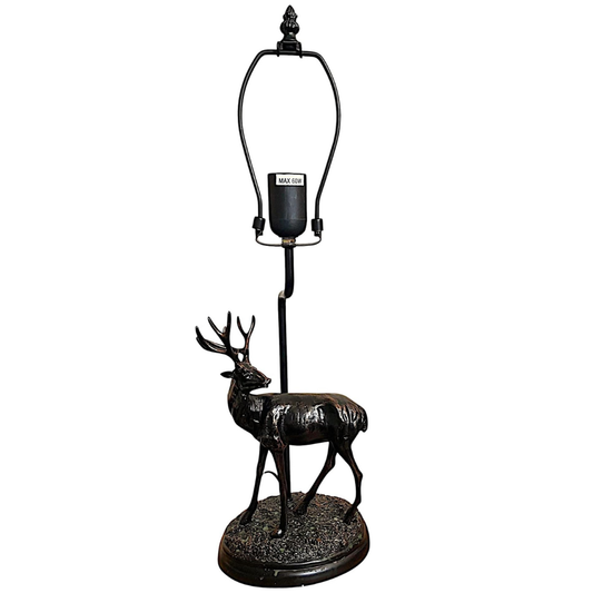 Decorative Stag Table Lamp Base, Bronze Finish, 30.5 cm Tiffany Shade Compatible, Inline Switch (Lamp Base Only)