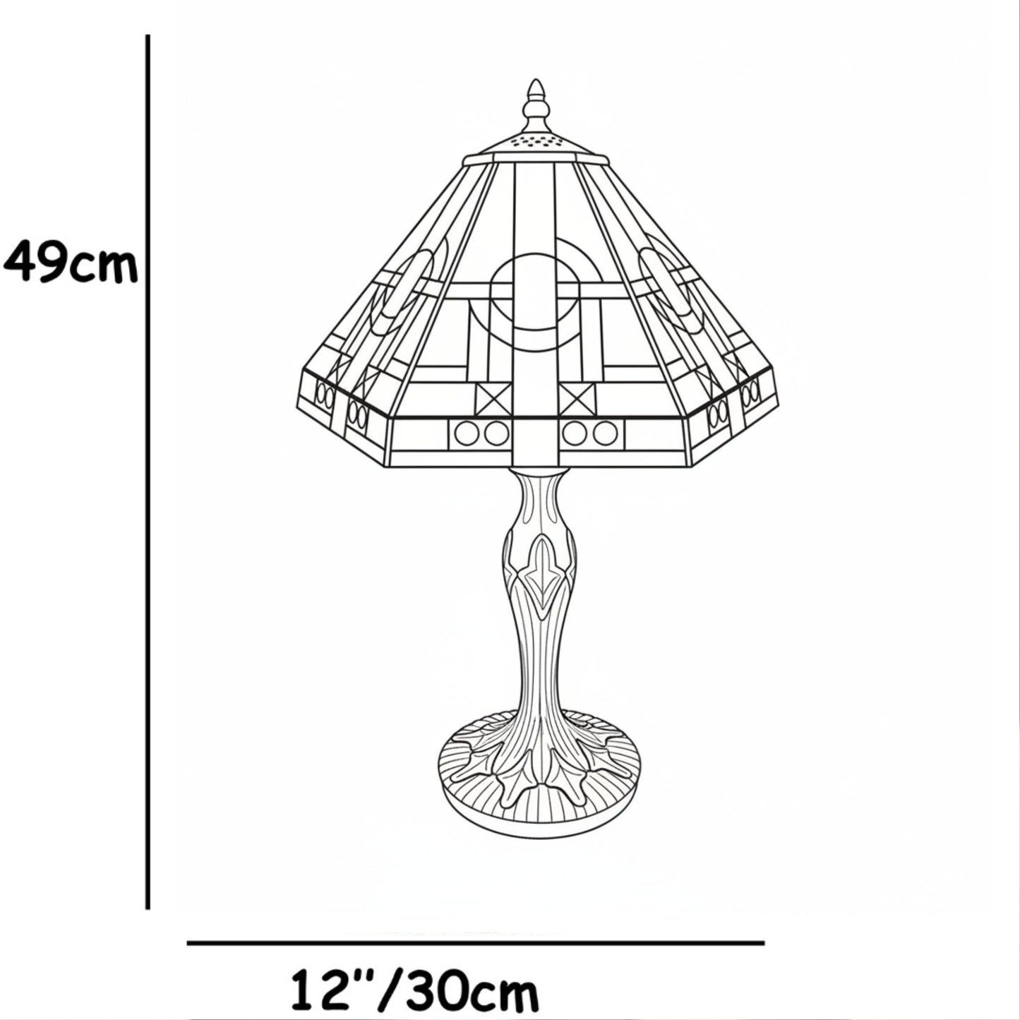 Aztec Tiffany Stained Glass Table Lamp - 12 inch Diameter
