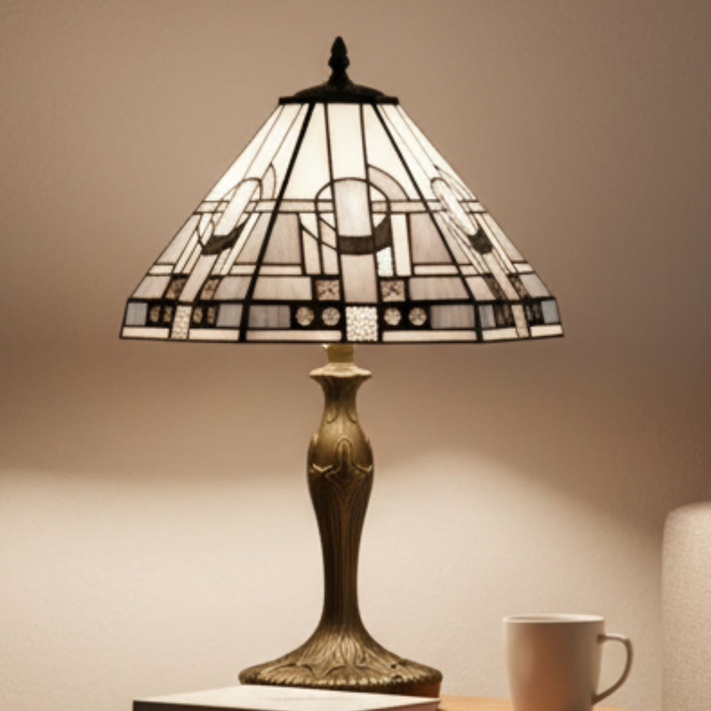 Aztec Tiffany Stained Glass Table Lamp - 12 inch Diameter